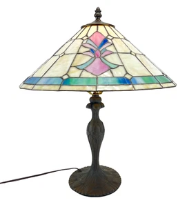 Bronze Tiffany 1-Light Table Lamp Glass Shade 16-inch Diameter 19inch height - Picture 1 of 6