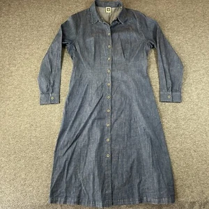 Anne Klein Long sleeve Shirt dress womens size 12 blue denim button down - Picture 1 of 10
