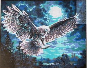 Needlepoint Painted Canvas Gobelin 11883W - Owl 20"x24" Collection D'Art - Picture 1 of 3