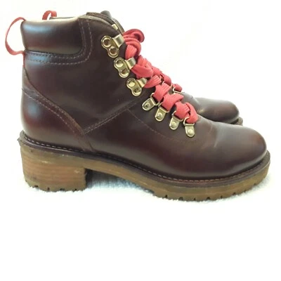 Botines al tobillo de cuero Tory Burch botas gruesas 7 con cordones herrajes dorados Foto 1 de 4