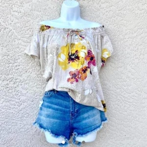 Izod Floral Off Shoulder T Shirt, L - Picture 1 of 4