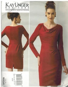1328 UNCUT Vogue Sewing Pattern Misses Lined Dress Gathered Waist Kay Unger sew - Picture 1 of 2