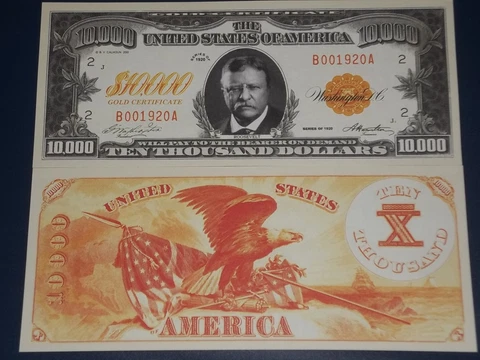 UNCIRCULATED UNITED STATES TEN THOSAND DOLLAR GOLD CERTIFICATE! Cover