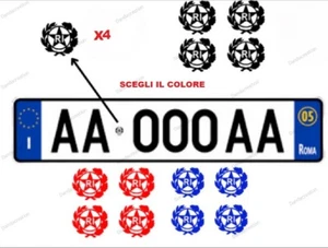 4 adesivi stemma TARGA AUTO MOTO RI Repubblica epoca bollino stella logo timbro - Picture 1 of 2