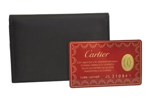 Authentic Cartier Vintage Must de Cartier Card Case Purse Leather Black 4711M - Picture 1 of 10