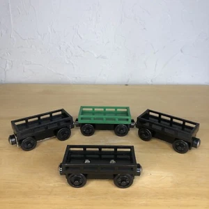 Thomas & Friends WOODEN Railway Train Tank Engine CARGO CAR Lot 4 Black & Green - Picture 1 of 8