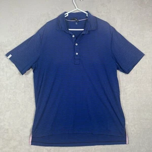 Ralph Lauren RLX Polo Mens Large Blue Black Striped Golf Performance Wicking - Picture 1 of 5