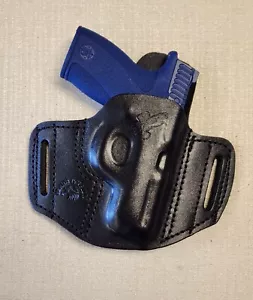 S & W BODYGUARD 380 2.0, BLACK LEATHER PANCAKE HOLSTER, HOLSTER, RIGHT HAND - Picture 1 of 4