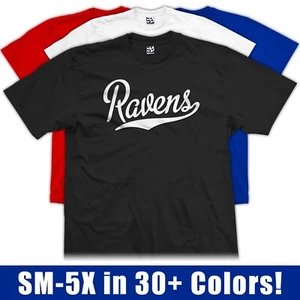 Ravens Script T-Shirt | Sports Team Football Baseball Jersey Fan Gift Tee Shirt - Picture 1 of 36