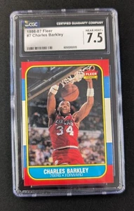 Charles Barkley 1986 Fleer Basketball #7 76ers HOF CGC 7.5 Near Mint+ - Picture 1 of 2