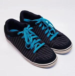 Vans Pinstriped Black Blue White Skateboarding Shoes Women's Size 11 / EU 42.5 - Picture 1 of 9