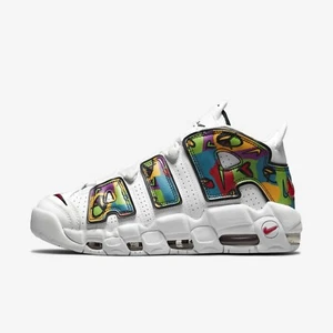 Air More Uptempo Peace Love UK 10 EUR 45 White University Red DM8150 100 - Picture 1 of 6
