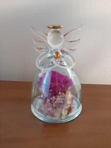 Anlunob Flower Gifts Preserved Flower Rose in Glass Angel Figurines - Picture 1 of 10