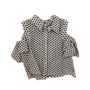 Milly Minis Girls Izzy Polka Dot Top, White and Black, Size 8 - Picture 1 of 1