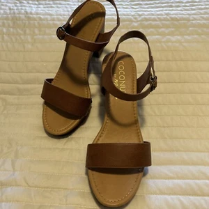 Coconuts by Matisse Brown Tan Chunky Heel Casual Strap Platform Sandal Shoe 10 - Picture 1 of 10