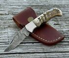 Lock Back Folding Pocket Knife With Clip Custom Damascus Hunting Pocket Knife