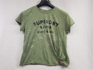 Superdry T-Shirt Women's Size Medium Green Crewneck Short Sleeve - Picture 1 of 9