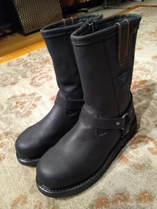HARLEY DAVIDSON WOLVERINE BLACK LEATHER STEEL TOE MOTORCYCLE BOOTS 95328 MENS 11 - Picture 1 of 12