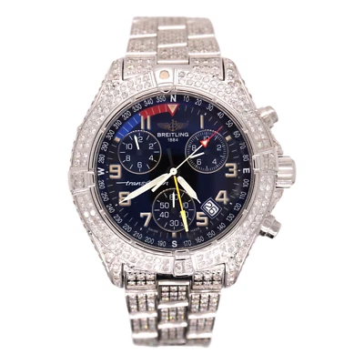 Breitling Transocean Chrono Quarzo Uomo 40mm Iced 13ct Diamante Nero DialA530401 - Immagine 1 di 4