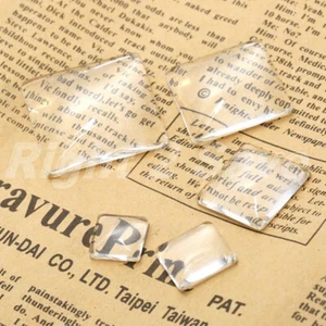 12mm-30mm Clear Square Dome Glass Flatback Cabochon Magnify Base Cover Pendant - Picture 1 of 20