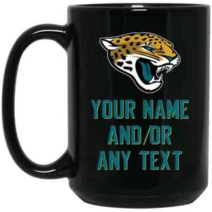 Custom Personalized Jacksonville Jaguars Black 15 oz Ceramic Coffee Mug Cup - Picture 1 of 3