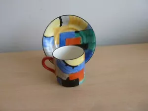 STUNNING SUSIE COOPER ART DECO GEOMETRIC COFFEE CUP AND SAUCER - Picture 1 of 4