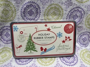 Cavallini & Co. Rubber stamp Holiday Rubber Stamps set With Ink Pad NEW - Picture 1 of 2