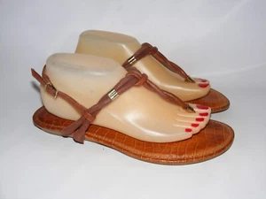 GIANNA BINI Women Flat Sandals Brown Animal Croc Print Women Size9.5 M Shoes - Picture 1 of 11