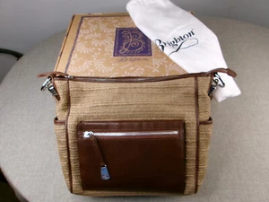 BRIGHTON Damen Schultertasche braun Bast Stroh und Lederbesatz neu im Karton/Stofftasche - Bild 1 von 16