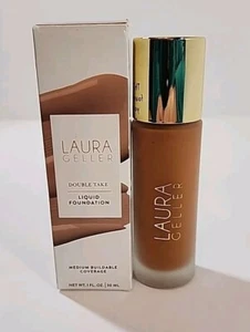NEW LAURA GELLER Double Take Liquid Foundation Medium to Full Coverage Deep 430 - Picture 1 of 5
