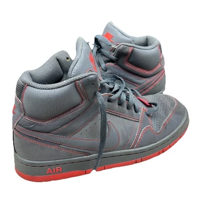 Nike Air Force Shoes Men’s Size 9.5 Black Gray Red Leather Sneakers Mid Top - Image 1 of 4