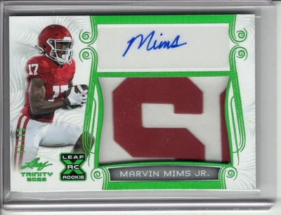 2023 LEAF TRINITY MARVIN MIMS JR ROOKIE/RC AUTO/LETTER-PATCH RELIC #15/15 - Image 1 of 2