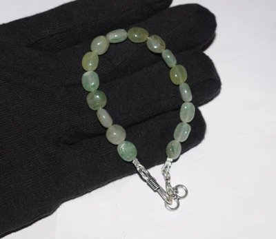 Brazalete hecho a mano de 7" con piedras preciosas de aventurina verde joyería de plata de ley 925 Foto 1 de 4