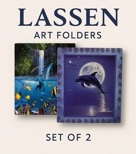 Christian Riese Lassen Delphin Art Folder Lot - Set (2) - Vintage 90er Schreibwaren - Bild 1 von 5
