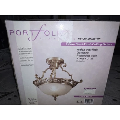 Accesorio de techo semi rasante interior Portfolio acabado latón antiguo 14 X 13 #45650 Foto 1 de 4