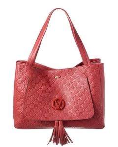Valentino By Mario Valentino Ollie Dollaro Monogram Leather Tote Women's Red - Picture 1 of 4