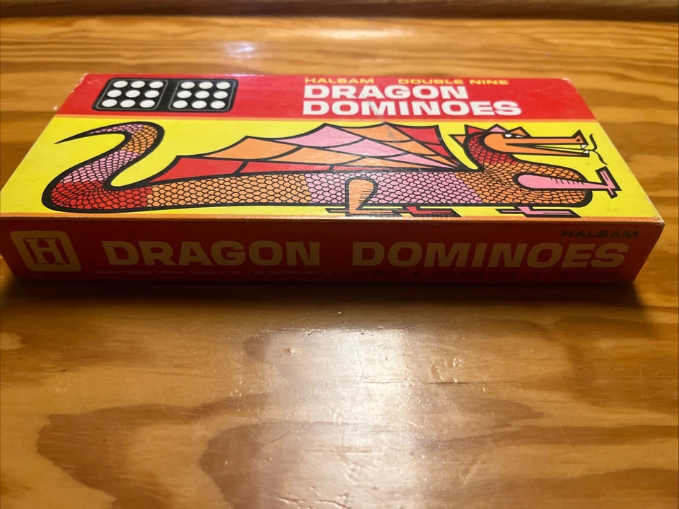 Dominó Halsam Doble Nueve Dragón Madera en Caja Nº 920 55 piezas completas Foto 1 de 4