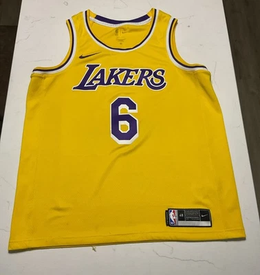 NBA Lakes Nike Jersey LeBron James #6 Yellow Men’s - Large L - Image 1 of 4