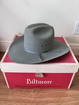 Vintage Resistol 4X Beaver Western Hat 7 1/8 Light Gray - Original Biltmore Box - Image 1 of 4