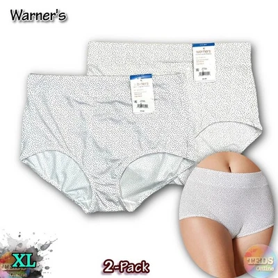 NWT 2-Pack Warner's Women's XL No Pinching No Problems Brief 5738 White Dots - Image 1 of 4