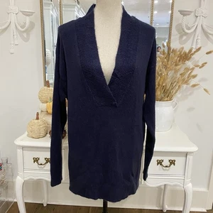 Maglione tunica lungo scollo a V RDI Deep Plunge taglia Med blu navy scuro - Foto 1 di 9