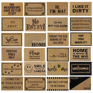 Doormat Non Slip Coir, Funny Indoor Outdoor Front Door Mat Hall Rug, Rubber Matt - Picture 1 of 47