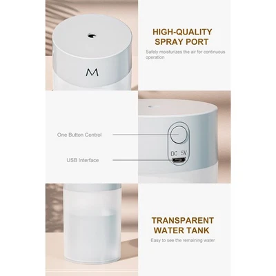 260mL Mist Humidifier Diffuser Portable Colorful Night Light Quiet Cool MLPZ - Image 1 of 4