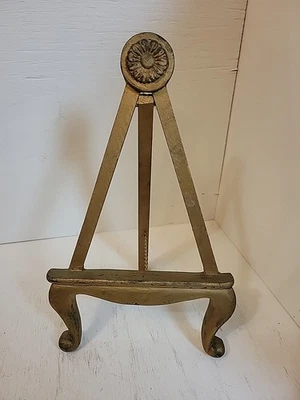 Caballete de madera dorado florentino italiano vintage Lg placa soporte de exhibición de imágenes Foto 1 de 4