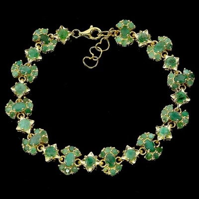 Pulseira de prata esterlina 925 oval esmeralda 5x3mm joias de pedra preciosa natural 7,5 polegadas - Imagem 1 de 4