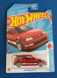 Hot Wheels 2023 '90 Honda Civic EF Rosso #96/250 J-Imports JDM - Foto 1 di 6