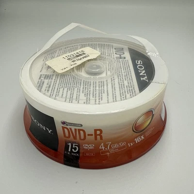 Sony DVD-R 15 Pack 4.7 GB 120 Min Blank AccuCORE Media DVD Discs Sealed New - Image 1 of 4