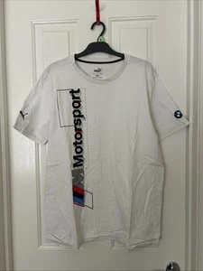 BMW Shirt Men Large White Motorsport Short Sleeve Crew Neck T Shirt puma Size L - Picture 1 of 3