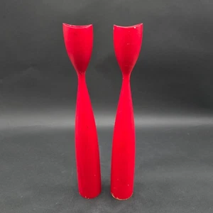 Danimarca set bastoncini candela legno tornito fatti a mano vintage ROSSO 11,5" - Foto 1 di 15