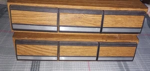Lot of 2 -Vintage Faux Wood 3 Drawer Cassette Tape Storage Case Each Holds 36 - Picture 1 of 9